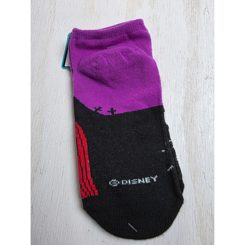 Disney Nightmare Before Christmas Jack Sally No-Show Socks Purple Goth NWT